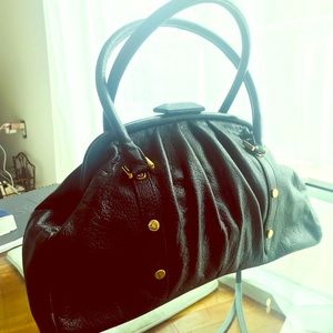 Brooks Brothers leather top frame handbag.